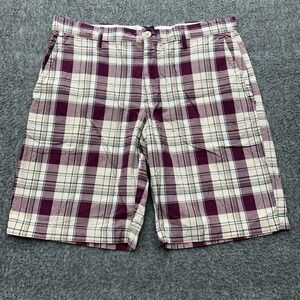 Gap Shorts Mens Size 35 Plaid Flat Front Cotton Bermuda Long Chino